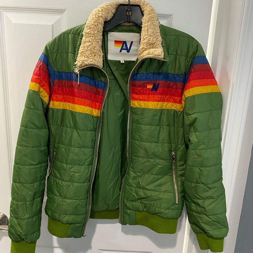 Aviator Nation 5-Stripe Green Jacket Size SMALL